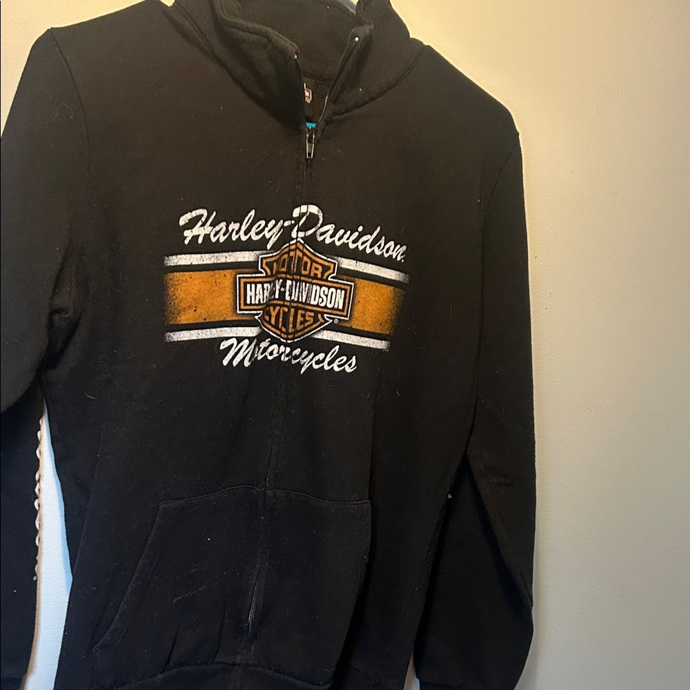 Harley-Davidson Black and Gold Zip-Up Jacket